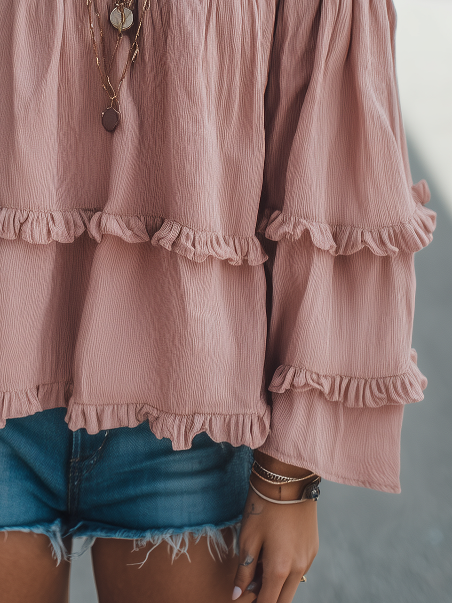 【24-hour shipping out】Vintage Off Shoulder Long Sleeve Loose Shirt