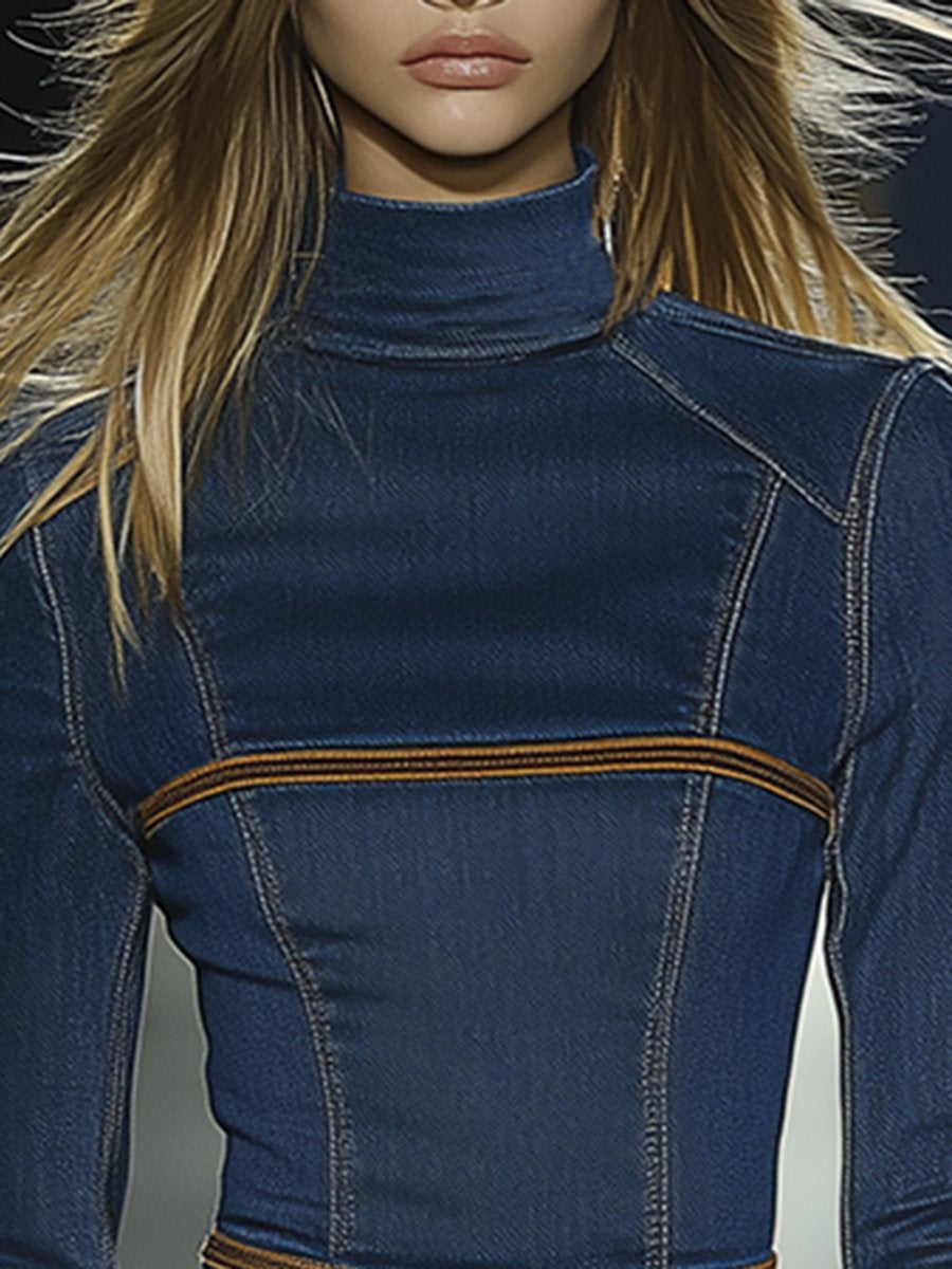 【24-hour shipping out】Retro Elegant Artistic Blue Denim Mini Dress