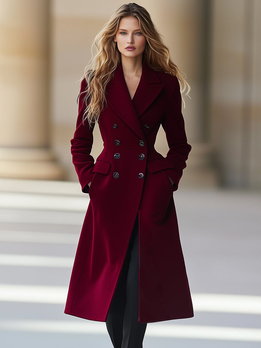 【24-hour shipping out】High-End Temperament Double-Breasted Waist Lapel Coat