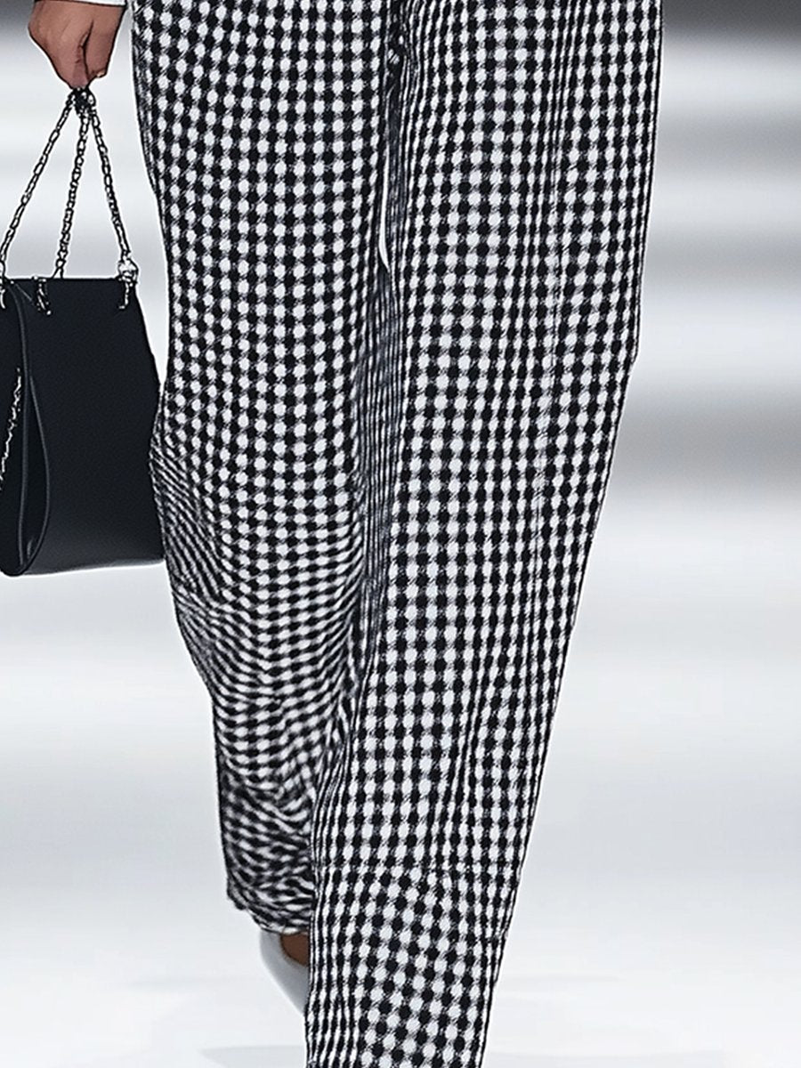 【Envío en 24 horas】Pantalones rectos con bolsillo de pata de gallo retro de moda