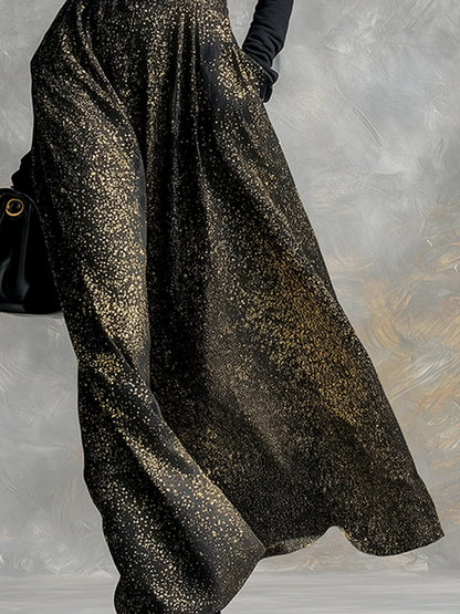 Elegant High-end Black Glitter Long-sleeved Maxi Dress