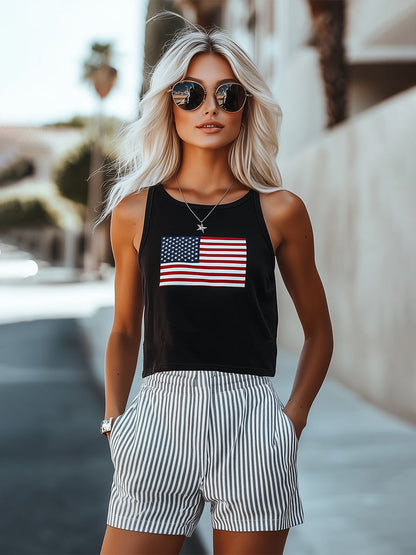 【Envío 24 horas】Conjunto de top y pantalones cortos a rayas con estampado casual holgado para uso diario 