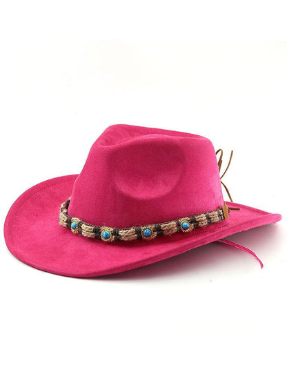 Sombrero para el sol bohemio con correa de joya de gamuza occidental