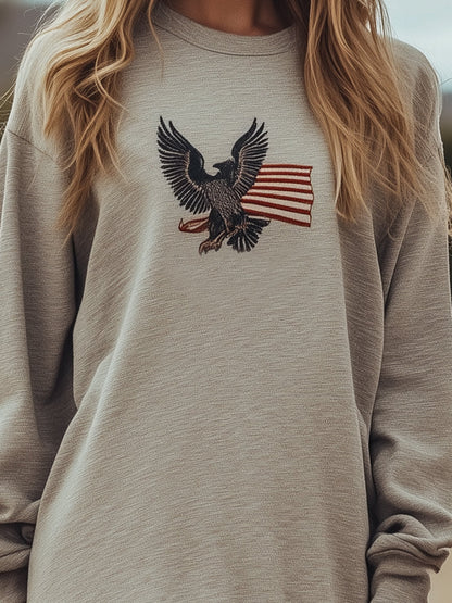 Casual Grey Sweatshirt Round Neck Embroidered Mini Dress