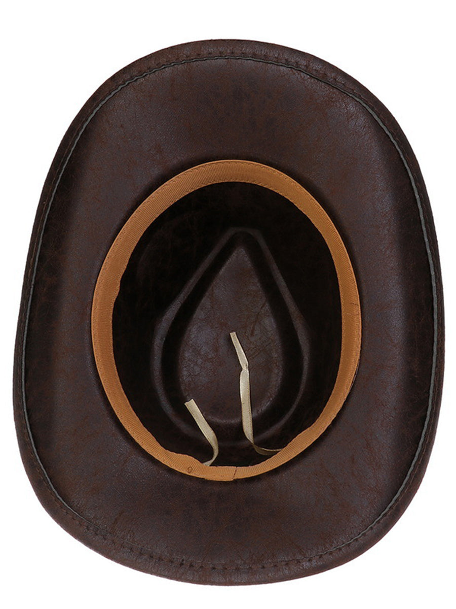 Sombrero de vaquero vintage de cuero sintético agrietado estilo western