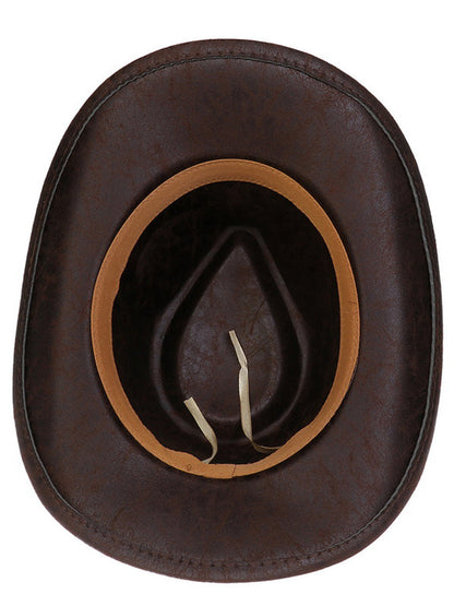 Sombrero de vaquero vintage de cuero sintético agrietado estilo western