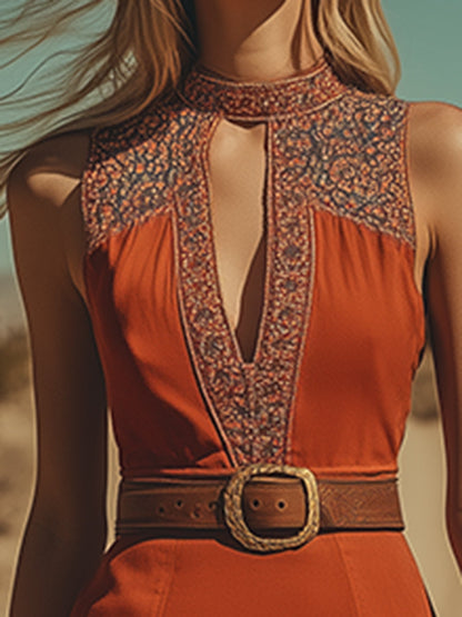 【Envío en 24 horas】Vestido mini sin mangas con borlas, estilo retro y moderno