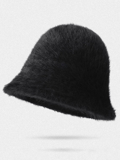 Gorro de pescador cálido de piel de conejo de peluche con degradado de moda de invierno