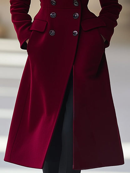 【24-hour shipping out】High-End Temperament Double-Breasted Waist Lapel Coat