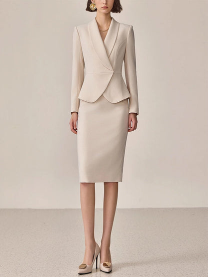 【Envío en 24 horas】Traje beige de solapa con temperamento de moda de alta gama