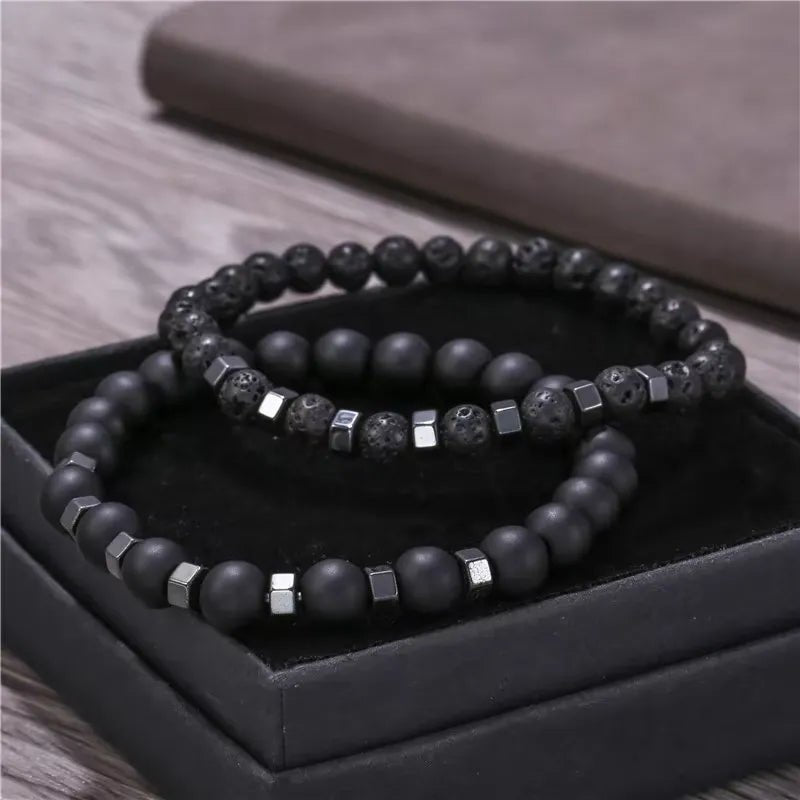 Lava Stone & Tiger Eye Bracelet Set - Stylunna