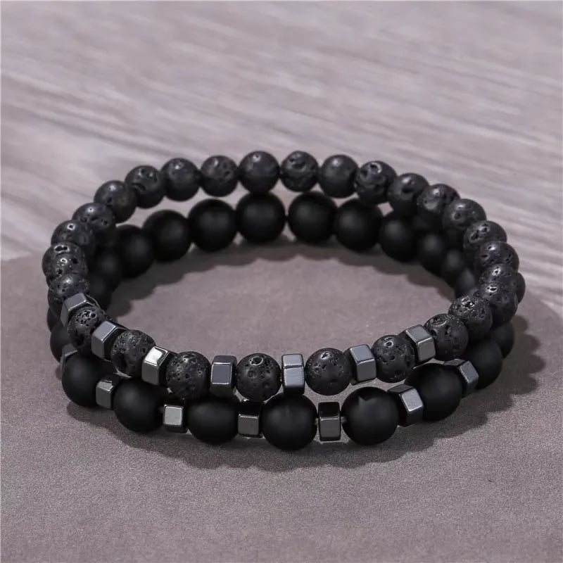 Lava Stone & Tiger Eye Bracelet Set - Stylunna