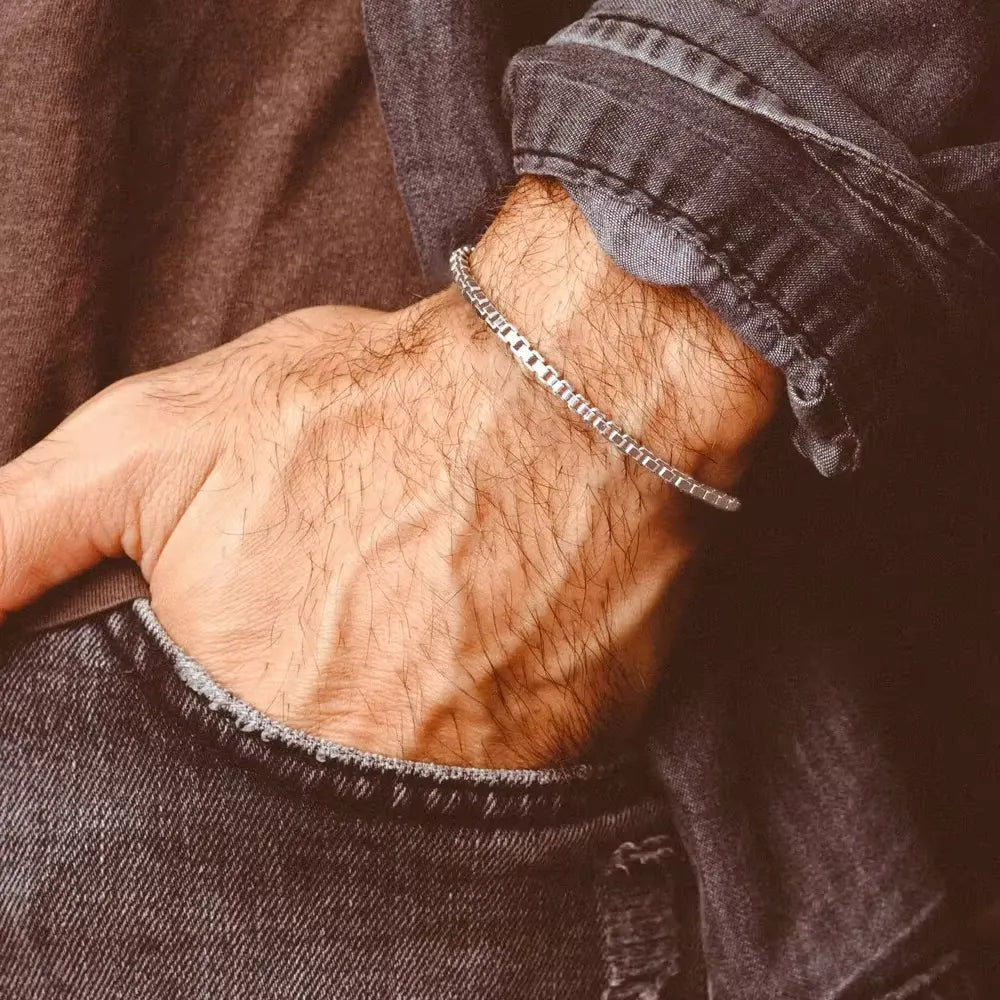 Silver Box Chain Minimalist Bracelet - Stylunna