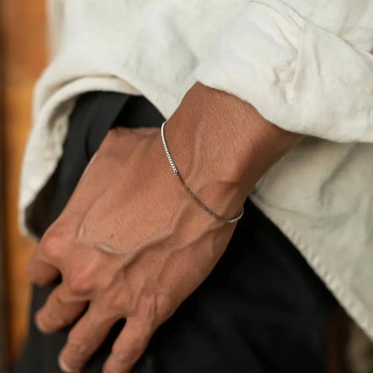 Silver Box Chain Minimalist Bracelet - Stylunna