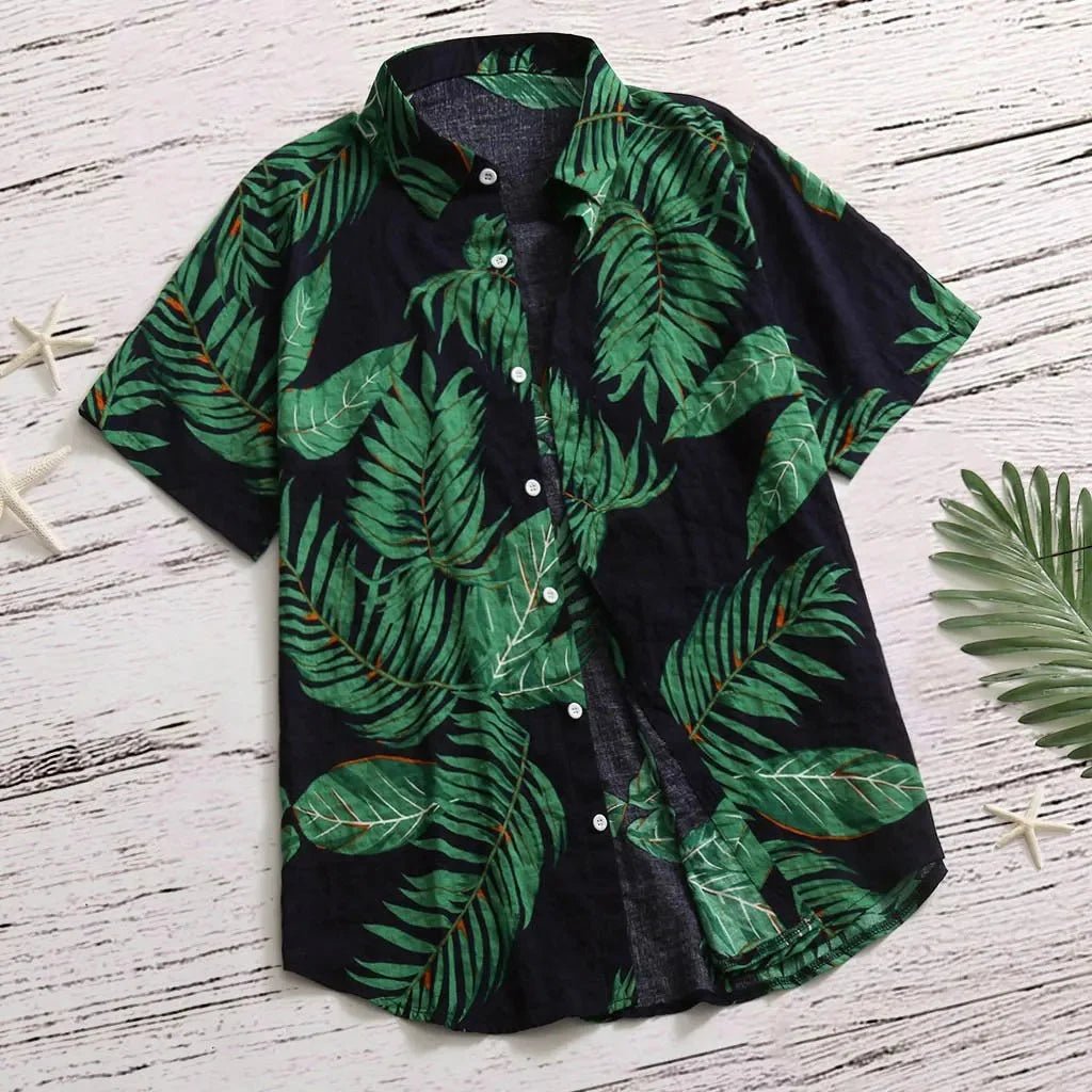 Tropical Leaf Print Red Shirt - Stylunna