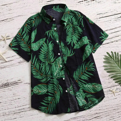 Tropical Leaf Print Red Shirt - Stylunna