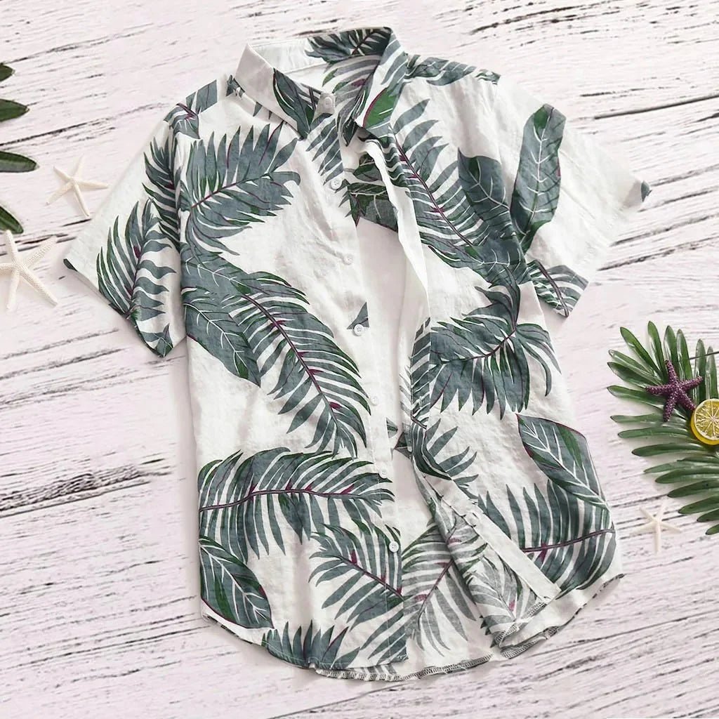 Tropical Leaf Print Red Shirt - Stylunna
